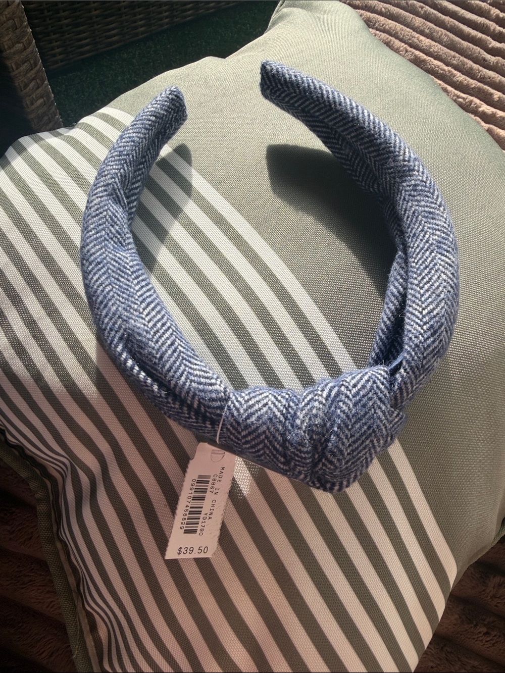 J. Crew Blue Tweed Knotted Headband